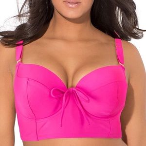 SMART & SEXY full bust hot pink long line underwire bikini top NWT